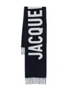 Jacquemus Fringed Wool Rectangular Scarf In Blue