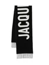 Jacquemus Long Rectangular Wool Scarf With Bold Lettering In Burgundy