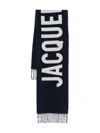 Jacquemus Fringed Wool Rectangular Scarf In Blue