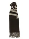 Jacquemus Rectangular Scarf With Fringed Edges And Bold Lettering In Brown