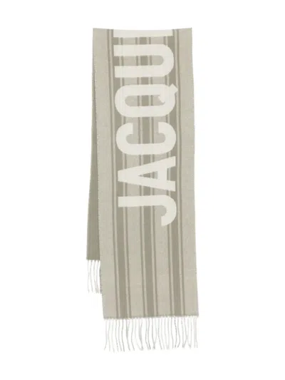 Jacquemus Lecharpe  Striped Wool Scarf In Green