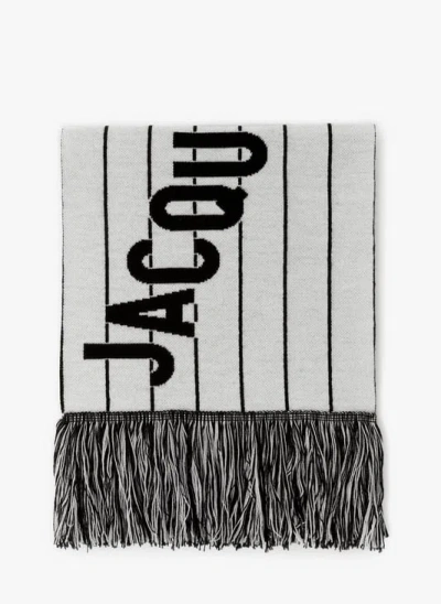 Jacquemus The Liga Striped Knit Fringed Scarf In White