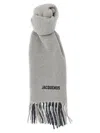 Jacquemus Fringe Harvest Scarf In Two Tones In Gray