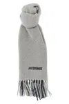 Jacquemus Fringe Harvest Scarf In Two Tones In Gray