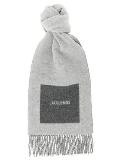Jacquemus 'l'echarpe Rond Carré' Scarf In Gray