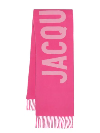Jacquemus L'echarpe Logo Wool Scarf In Pink & Purple