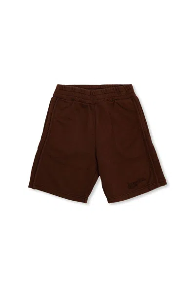 Jacquemus Kids' Lenfant Camargue Logo Embroidered Fleece Track Shorts In Brown