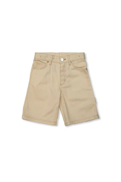 Jacquemus Kids' Lenfant Contrast Stitched Shorts In White