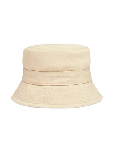 Jacquemus L'enfant Kids' Cotton Bucket Hat In Neutrals
