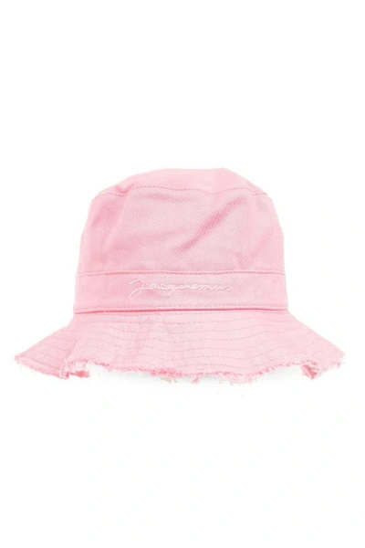 Jacquemus L'enfant Frayed Hem Bucket Hat In Pink