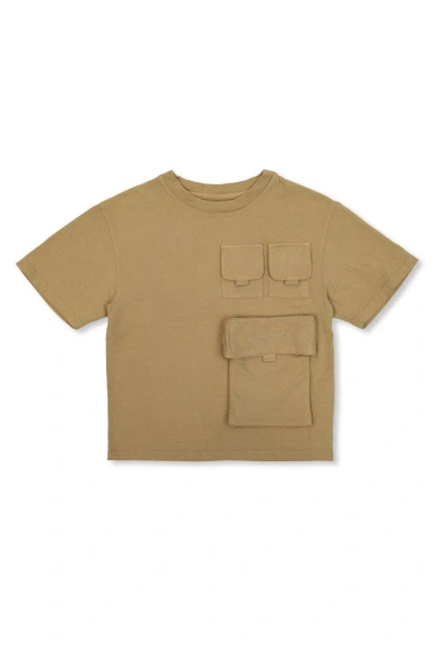 Jacquemus Kids' Lenfant Logo Embroidered Crewneck T-shirt In Neutrals