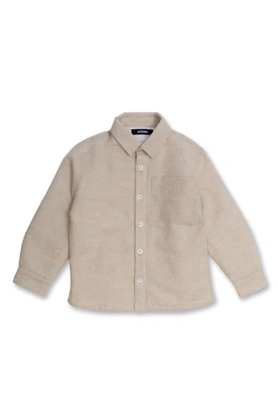 Jacquemus L'enfant Logo Embroidered Padded Shirt In Beige