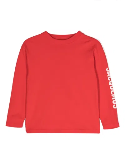 Jacquemus L'enfant Kids' Logo-print Long-sleeve T-shirt In Red