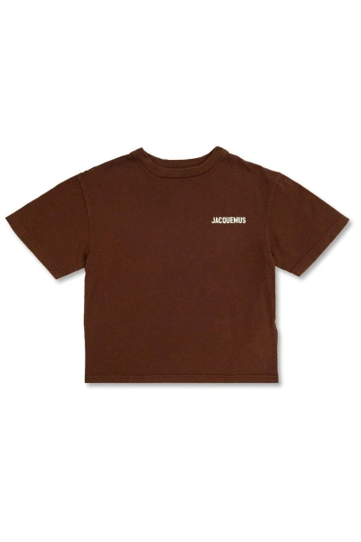 Jacquemus Kids' Lenfant Logo Printed Crewneck T-shirt In Brown