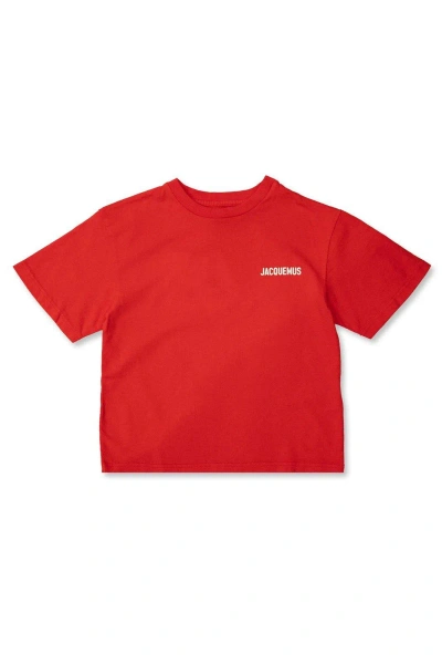 Jacquemus Kids' Lenfant Logo Printed Crewneck T-shirt In Red