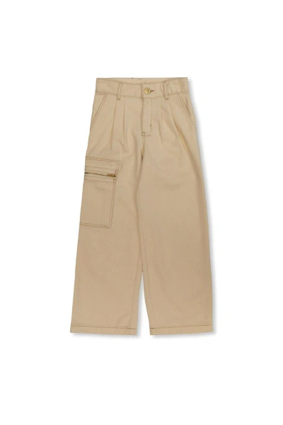 Jacquemus Kids' Lenfant Pleated Detail Twill Trousers In White