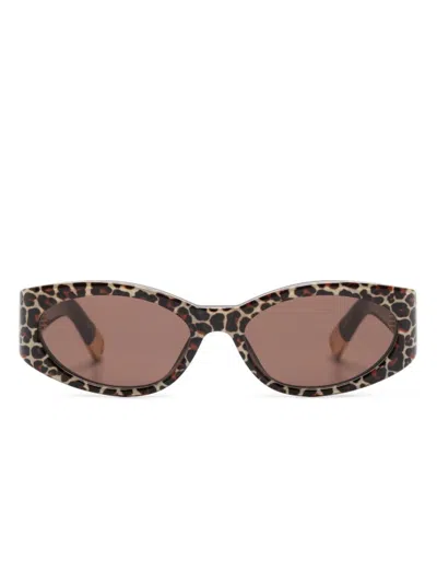 JACQUEMUS LEOPARD PRINT CAT EYE SUNGLASSES