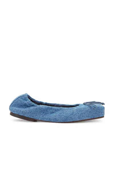 Jacquemus Les Ballerines Bow Square Toe Denim Ballet Flat In Blue