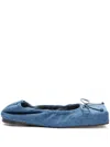 Jacquemus Les Ballerines Bow Square Toe Denim Ballet Flat In Blue