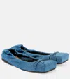 Jacquemus Les Ballerines Bow Square Toe Denim Ballet Flat In Blue