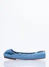 Jacquemus Les Ballerines Bow Square Toe Denim Ballet Flat In Blue