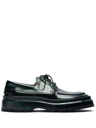 Jacquemus Green Les Sculptures 'les Bateau Pavane' Boat Shoes In Dark Green