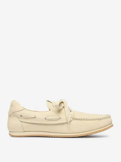 Jacquemus Men's Les Batto Leather Boat Shoes In Light Yellow