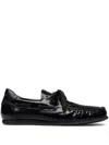 Jacquemus Men's Les Batto Calfskin Boat Shoes In Black