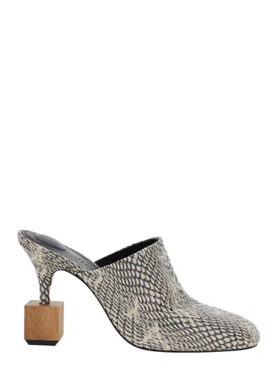 Jacquemus Les Bisou Multicolor Mules With Snakeskin Effect In Beige