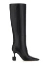 Jacquemus Les Bottes Bisou Black Boots With Geometric Heel In Leather Woman In Black