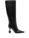 Jacquemus Les Bottes Bisou Black Boots With Geometric Heel In Leather Woman In Black