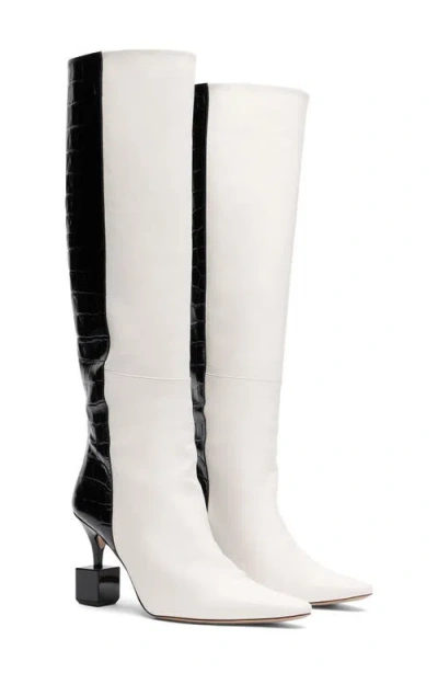 Jacquemus Kiss Block Heel Knee Boots In White