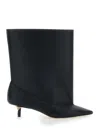 Jacquemus Les Bottes Tourni Black Ankle Boots With Pointed Toe And Low Stiletto Heel In Leather Woman In Black