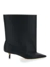 Jacquemus Les Bottes Tourni Black Ankle Boots With Pointed Toe And Low Stiletto Heel In Leather Woman In Black