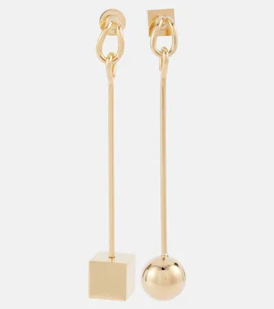 Jacquemus The Nodo Square-circle Drop Earrings In Gold