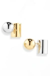Jacquemus Les Boucles Perlina Mismatched Ear Jackets In Metallic