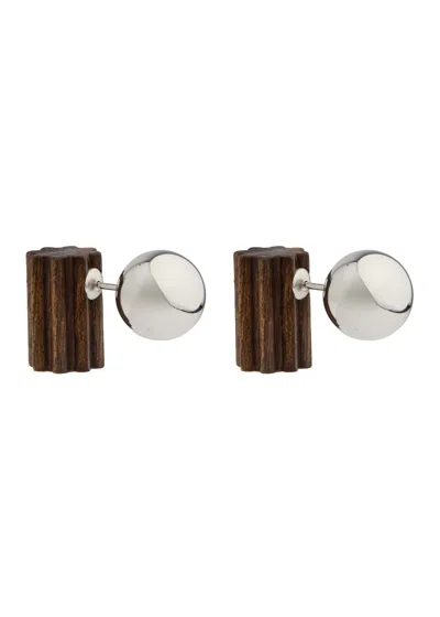 Jacquemus Les Boucles Perlina Stud Earrings In Silver