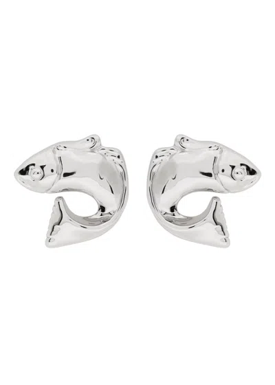 Jacquemus Les Boucles Poisson Fish Drop Earrings In Metallic