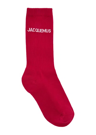 Jacquemus Les Chaussettes Logo Cotton-blend Socks In Red