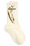 Jacquemus Les Chaussettes Logo Jacquard Cotton Blend Crew Socks In Banana Print Yellow