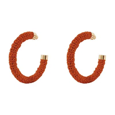 Jacquemus Les Creoles Raphia Earring In Orange