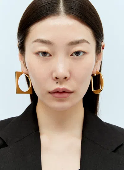 Jacquemus Les Creoles Round Carré Earrings In Gold