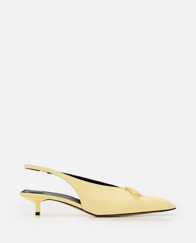 Jacquemus 40mm Duelo B Leather Slingback Heels In Yellow