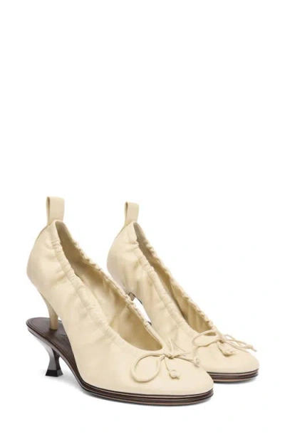 Jacquemus Les Doubles Ballerines In Pale Jaune / Marron Foncé