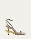 Jacquemus Les Doubles Ankle-strap Embossed Sandals In Python Beigepale Yellow 1jl
