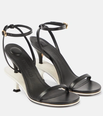 Jacquemus Les Doubles Sandales Leather Sandals In Black/white