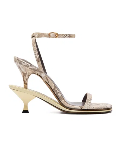 Jacquemus Les Doubles Snake-effect Leather Sandals In Nude