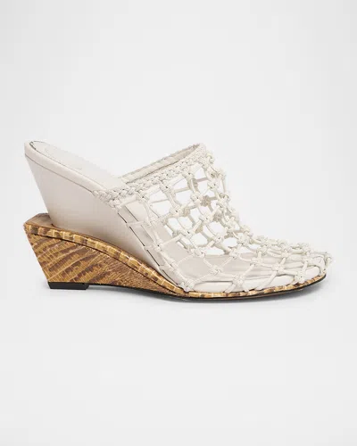 Jacquemus Les Doubles Snake-print Tresses Wedge Mules In White