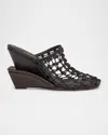 Jacquemus Les Doubles Tresses Croc-embossed Wedge Mules In Dark Brown