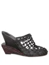 Jacquemus Les Doubles Tresses Croc-embossed Wedge Mules In Darkbrown